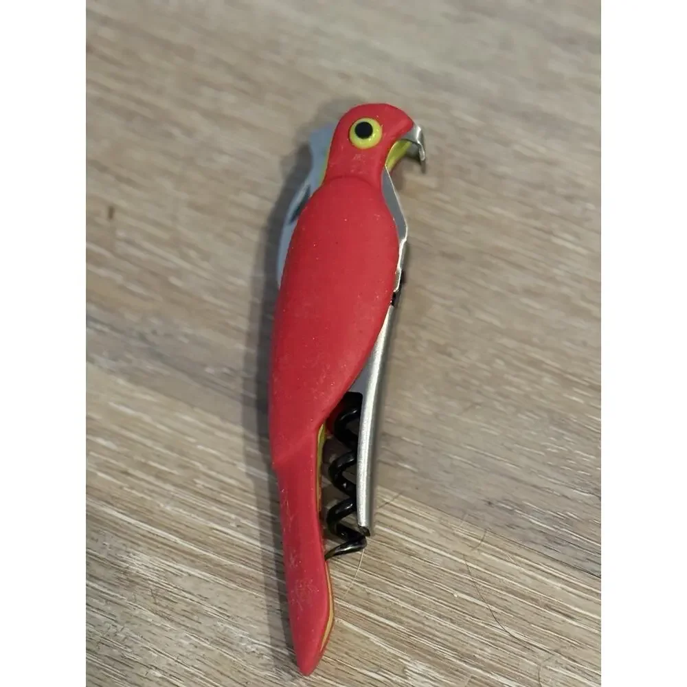 TRUE ZOO Corkatoo Parrot Waiters Corkscrew Wine Key Opener - Red